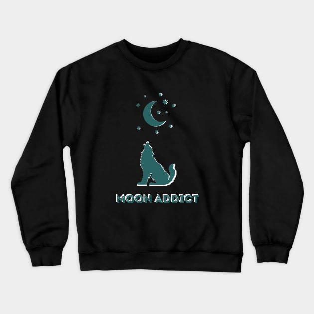 Moon Addict - Howling Wolf Crewneck Sweatshirt by SpaceART